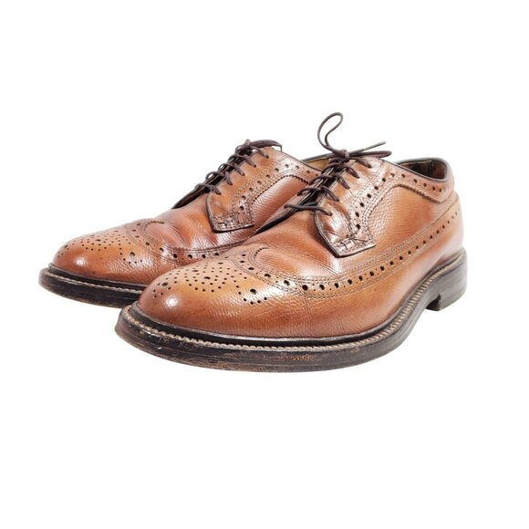 Nettleton Mens Size 7.5 C/E Vintage Brown Leather Wingtip Oxford Dress Cleated - Picture 2 of 8